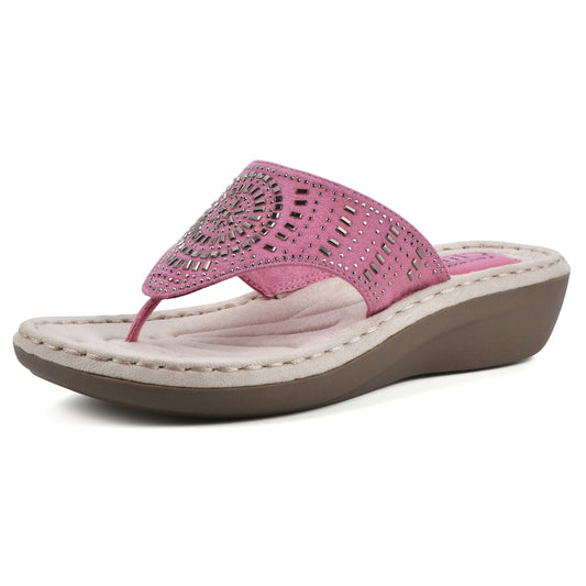 CLIFFS BY WHITE MOUNTAIN Cienna Women's Thong Sandal, Magenta Pink/Fabric, 9 M