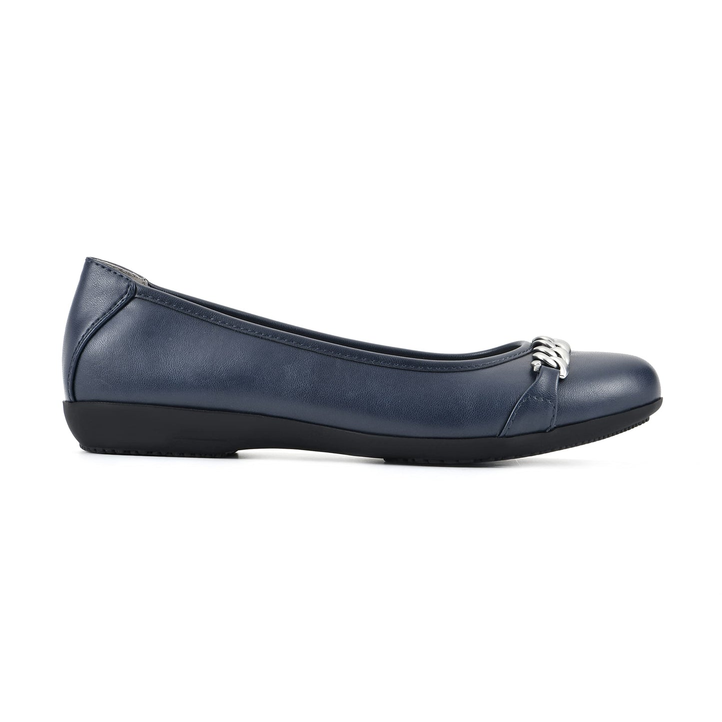 CLIFFS BY WHITE MOUNTAIN Charmed Women's Ballet Flat, Navy/Smooth, 10 M